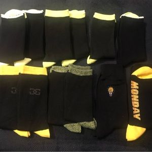 Black and yellow socks. Set of 12 pairs.